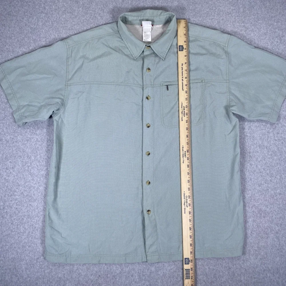 The North Face Button Up Shirt Mens XL Green Short Sleeve Hiking Vented